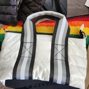 Think Royln white patent small tote